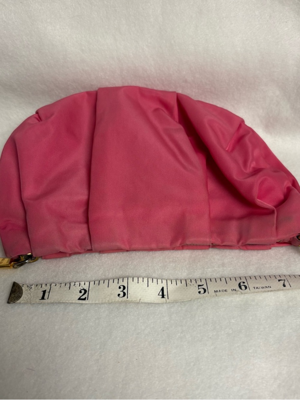 PRADA Pink Nylon Flat Bow Pouch Leather Wristlet Strap Ribbon - Picture 7 of 14